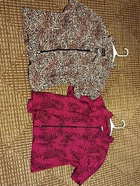 H&M Tan and Black Zebra Print Zip-Front Top